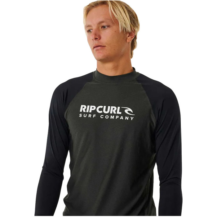 2024 Rip Curl Mens Shock UV Long Sleeve Rash Vest 146MRV - Black Marle